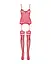 Бодістокінг Obsessive Bodystocking F214 red імітація корсета та панчіх на підв'язках S/M/L - мініатюра 5