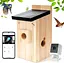 Ideashop Смарт шпаківня з бездротовою камерою 3MP, 13" H підвісний дерев'яний пташиний будиночок для вулиці, зовнішня камера - мініатюра 1