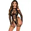Бодістокінг Leg Avenue Fishnet Garter Harness and Teddy One Size Black - мініатюра 1