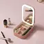 Дзеркало для макіяжу Salon Professional з LED підсвіткою та органайзером рожеве - мініатюра 4