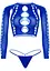 Комплект Leg Avenue Long sleeve crop top & string Royal Blue One Size - мініатюра 3