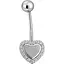 Серебряная серьга для пирсинга пупка Сердечко с фианитами. 7029.1С - миниатюра 1