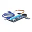 Riser PCI-EX, x1=>x16, 4-pin / Sata MOLEX, SATA=>4Pin, USB 3.0 AM-AM 0,6 м (синий) , конденсатори 270, Пакет Б/в - мініатюра 1