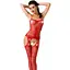 Бодістокінг Passion BS050 комбінезон імітація панчохи та пояси S/M/L red - мініатюра 1