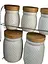 Набір банок для сипучих продуктів TS Kitchen HP-1215-8 кераміка бамбук на підставці 8 предметів Білий - мініатюра 4