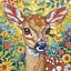 Алмазна мозаїка "Оленя в квітах" Brushme BH034 неповна викладка 25х25 см - мініатюра 1