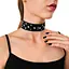 Ошейник из натуральной кожи с заклепками и стразами Art of Sex - Jenna Collar, Черный - миниатюра 1