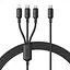 Кабель Baseus Silky One-for-Three Fast Charging Type-C to Micro USB+Lightning+Type-C 100W 1.5m black (P10377706123-00) - мініатюра 1