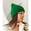 Женская вязаная шапка бини класик 20% шерсть с отворотом Зеленый - миниатюра 1