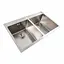 Кухонная мойка 78x48 нержавейка на две чаши Platinum Handmade (круглый сифон, 3.0/0.8), Нержавеющая сталь - миниатюра 2