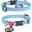 Нашийник для котів та дрібних порід собак Waudog Re-cotton з QR паспортом, відновлена бавовна, світловідбиваючий, пластикова пряжка, XS, Ш 10 мм, блакитний - мініатюра 1