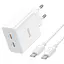 Адаптер сетевой HOCO Type-C to Type-C Cable Leader dual port(2C) charger C108A белый набор для зарядки - миниатюра 1