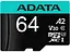 Карта пам'яті ADATA microSDXC (UHS-1 U3) Premier Pro 64Gb Class 10 V30S A2 (R-100Mb/s W85Mb/s) (AUSDX64GUI3V30SA2-RA1) - мініатюра 1