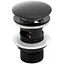 Донний клапан для умивальника Yoka click-clack black з переливом BK.POP-14-ZP-BLK, Чорний матовий - мініатюра 1