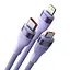 Кабель Baseus Flash Series Ⅱ One-for-three Fast Charging Data Cable USB to M+L+C 66W 1.2m Purple - мініатюра 3