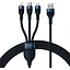 Кабель Baseus Flash Series II One-for-three Fast Charging Data Cable USB to M+L+C 66W 1.2 м голубой - миниатюра 1