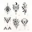 Набор временных тату Бабочки и цветы №3 black-tattoo-mini-set-f03 из 6 черных по 9,5 х 5,5 см - миниатюра 1
