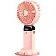 Портативний USB-вентилятор Mini Fan із підставкою для телефона та дисплеєм рожевий (979) - мініатюра 1