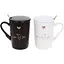 Набір фарфорових кухлів з кришкою та ложкою BonaDi Love You 380 мл 2 шт білий та чорний (927-220) - мініатюра 1