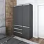 Шкаф для одежды Vays в спальню с 3 шухлядами, штангой и полками, без ручек R9+R22 Антрацит-Белые планки - миниатюра 1