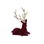 Декоративная новогодняя фигура Олень 20см сидячий с флоковым покрытием и глянцевыми рогами Бордо с золотым - миниатюра 1