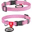 Нашийник для котів та дрібних порід собак Waudog Re-cotton з QR паспортом, відновлена бавовна, світловідбиваючий, пластикова пряжка, XS, Ш 10 мм, рожевий - мініатюра 1