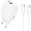 Мережевий зарядний пристрій з кабелем Borofone BN27 Fuente PD20W+QC3. 0 charger set (C to C) (EU) білий - мініатюра 1