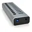 Хаб USB 3.0, 6 портів USB 3.0 + 4 порти QC3.0, з перемикачами на кожен порт, DC12V4A, Black, BOX - мініатюра 1