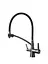 G4398-19 Змішувач для кухні вис. силікон. гусак під фільтр лат. корпус гайка Ø35 чорний/сталь Gappo, Чорний матовий - мініатюра 1