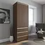 Шафа для одягу Vays R-9 Венге Темний-Білі планки, 3 шухляди, штанга, без ручок, ЛДСП, 80×50×211 см – для спальні, вітальні, передпокою - мініатюра 1
