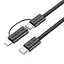 Кабель Borofone BX104 Primo 60W two-in-one charging data cable Type-C to Type-C/Lightning черный - миниатюра 1