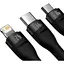 Кабель Baseus Flash Series Ⅱ One-for-three Fast Charging Data Cable USB to M+L+C 66W 1.2m Black - мініатюра 4