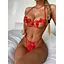 Комплект еротичний з бантиками S/M трусики та бюстгальтер Червоний - мініатюра 4