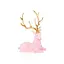 Декоративная новогодняя фигура Олень 21.5см сидячий с флоковым покрытием и глянцевыми рогами Розовый с золотым - миниатюра 1