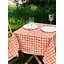 Скатертина в клітинку для столу Зефір 140х140 см Помаранчева - мініатюра 3