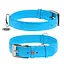 Ошейник для собак кожаный Waudog Glamour с QR-паспортом без украшений XL Ш 35 мм Д 46-60 см голубой - миниатюра 1