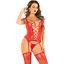 Комплект Leg Avenue Cami Garter With Stockings and stRing One Size, Red - мініатюра 1