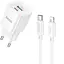 Мережевий зарядний пристрій Hoco C147A PD 20W + QC 3.0 USB Type-C з кабелем Lightning 1 м - мініатюра 1