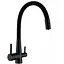 Змішувач для кухні на дві води із силіконовим виливом Mixxus SUS-021 Black MI6214 Чорний матовий - мініатюра 1