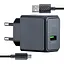 Сетевое зарядное устройство Hoco CS12A Ocean single port QC3.0 charger set (Micro) (EU) Черный - миниатюра 1