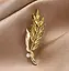 Брошка Колосок пшениці з камінням для особливого образу декоративна жіноча прикраса на одяг Золотистий - мініатюра 2