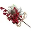 Ветка для декора 28 см Искусственные материалы для декора и флористики с глянцевыми ягодами и шишкой Красный - миниатюра 1