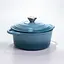 Каструля чавунна 2.5 л емальована з кришкою посуд для тушкування запікання кухонна Синій Premium Cookware HP-1-14-BLUE - мініатюра 7