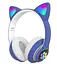 Бездротові Bluetooth навушники котячі вушка CAT STN-28 з мікрофоном та LED RGB підсвічуванням сині - мініатюра 2