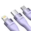 Кабель Baseus Flash Series Ⅱ Two-for-three Charging Cable U+C to M+L+C 100W 1.2m Purple - мініатюра 4