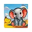 Дерев'яний пазл-вкладиш "Веселе слоненя" PuzzleOK Puz-88752 А6, 4 елементи - мініатюра 1