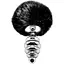 Металева анальна пробка Alive Fluffy Twist Plug M Кролячий хвостик Black, діаметр 3,4 см - мініатюра 1