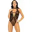 Leg Avenue Net and lace halter Bodysuit OS Black - мініатюра 4
