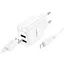 Мережевий зарядний пристрій з кабелем Hoco C141A Smart dual-port charger set(iP) білий - мініатюра 1