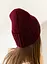 Жіноча в'язана шапка біні класік 20% вовна з відворотом Бордовий - мініатюра 2